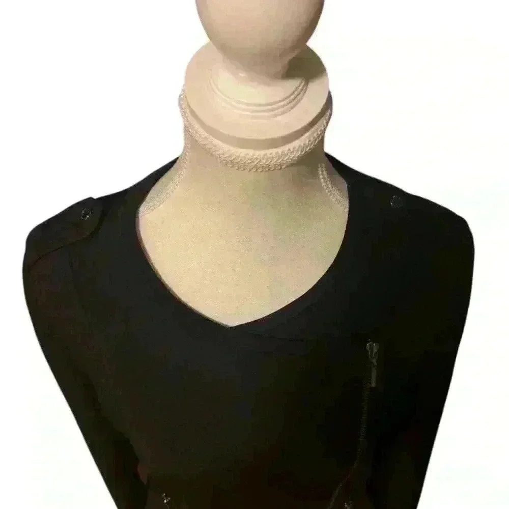 White House Black Market Black Peplum Moto Jacket Size 4 - Picture 5 of 16